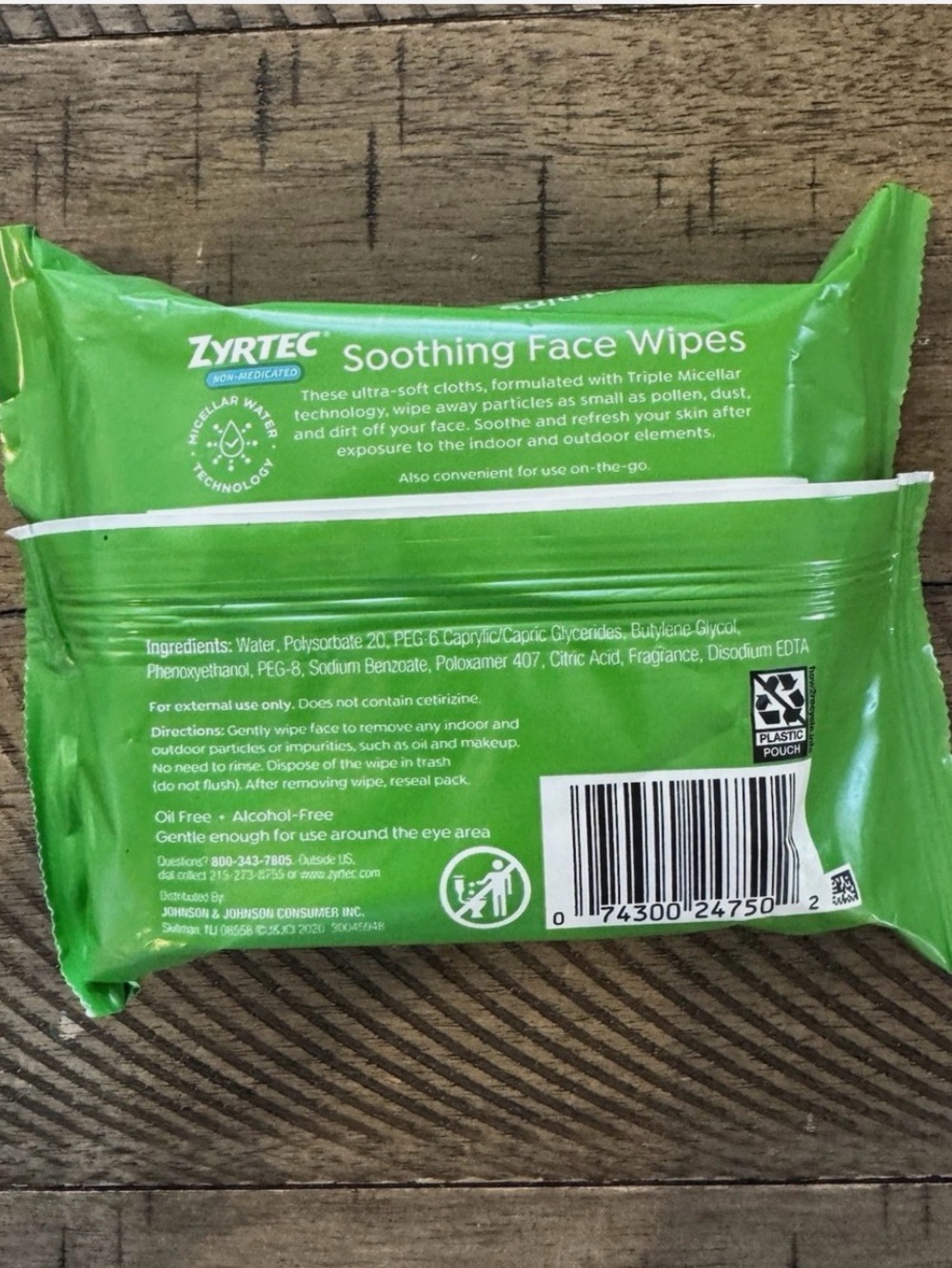 250 Zyrtec Soothing Non-Medicated Face Wipes 25 Count x 10 DISCONTINUED HTF - Picture 3 of 3